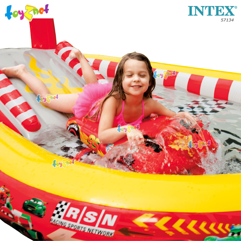 Intex Cars Play Center 3.48x1.98x1.21 m. no.57134 + Double-Quick III Hand Pump