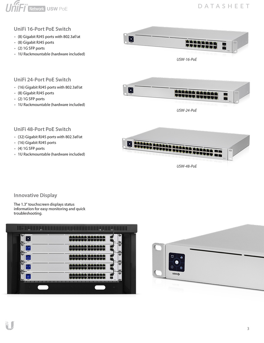 UBIQUITI USW-24-POE UniFi 24-Port L2-Managed Gigabit Switch (8Portx1G, 16Port PoE+) + 2-Port 1G SFP, IEEE 802.3af/at 95W , 1U Rackmountable BY BILLIONAIRE SECURETECH USW-24-POE