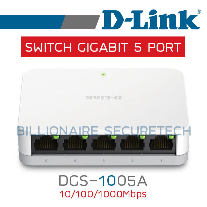 D-LINK DGS-1005A Gigabit Switch Hub 5 Port (4") BY BILLIONAIRE SECURETECH DGS-1005A