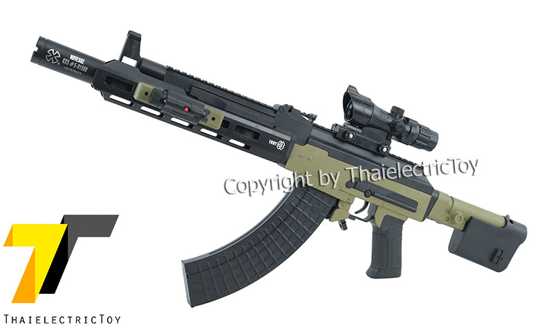 ปืนอัดลมพลาสติก AK117 ชักยิงทีล่ะนัด หนัก 615 กรัม ยาว 70 ซม. มีเลเซอร์ ใช้ลูกกระสุนพลาสติก 6 มิล