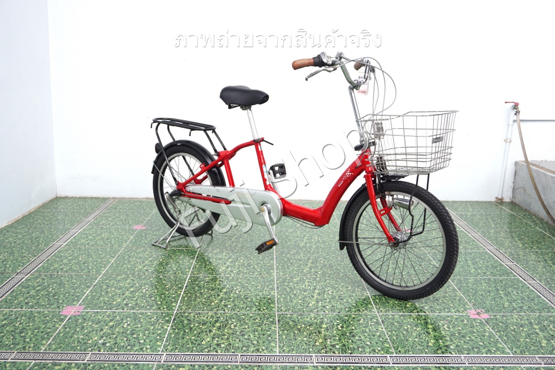 จักรยานแม่บ้าน Cargo ญี่ปุ่น - ล้อ 20x1.75 - เกียร์ดุม 3 สปีด - อลูมิเนียม - ไฟหน้าอัตโนมัติ - Bridgestone Angelina - สีแดง [จักรยานมือสอง]
