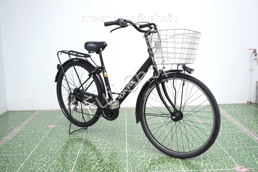 จักรยานแม่บ้านล้อโต ญี่ปุ่น - ล้อ 27.5x1.95 - เกียร์ 6 สปีด - ไฟหน้าอัตโนมัติ - Divine - สีดำ [จักรยานมือสอง]