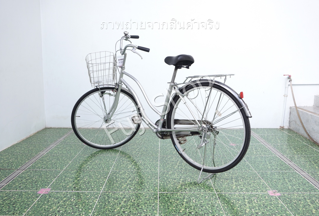 จักรยานแม่บ้านญี่ปุ่น - ล้อ 27 นิ้ว - ไม่มีเกียร์ - ไฟหน้าอัตโนมัติ - สีเงิน [จักรยานมือสอง]