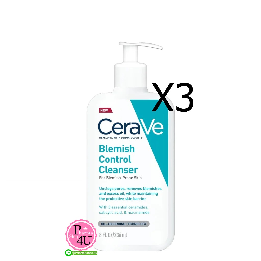 (ซื้อ 3 ราคาพิเศษ)Cerave Blemish control Cleanser เซราวี เบลมมิช คอนโทรล คลีนเซอร์ 236ml.