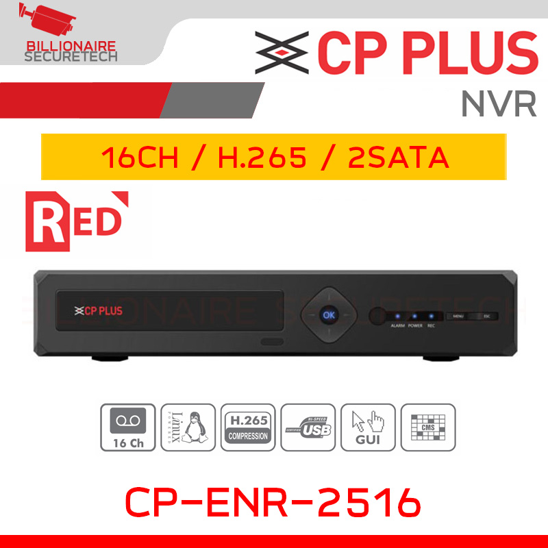 CP PLUS CP-ENR-2516 NVR 16CH 5MP 2SATA H.265 BY BILLIONAIRE SECURETECH CP-ENR-2516