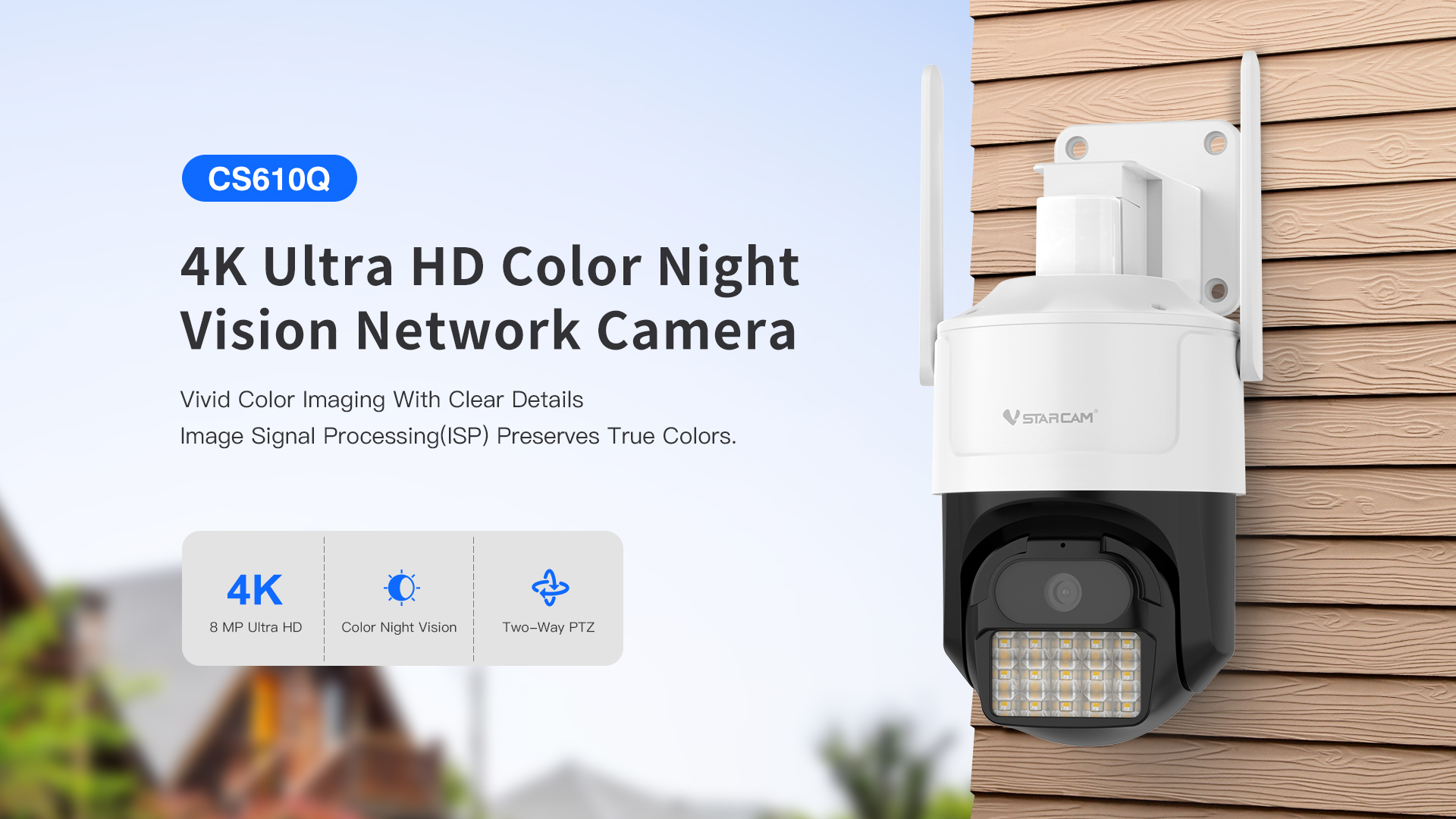 Vstarcam CS610Q กล้องวงจรปิดระบบ IP WIFI 8 MP มีไมค์และลำโพงในตัว Color Night Vision รองรับ Dual-Band Wifi ติดตั้งภายนอกได้ BY BILLIONAIRE SECURETECH CS610Q