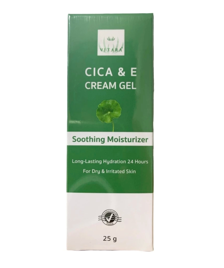 Vitara Cica & E Cream Gel Soothing Moisturizer ไวทาร่า ซิก้า แอนด์ อี ครีม เจล 25 g. จำนวน 1 หลอด