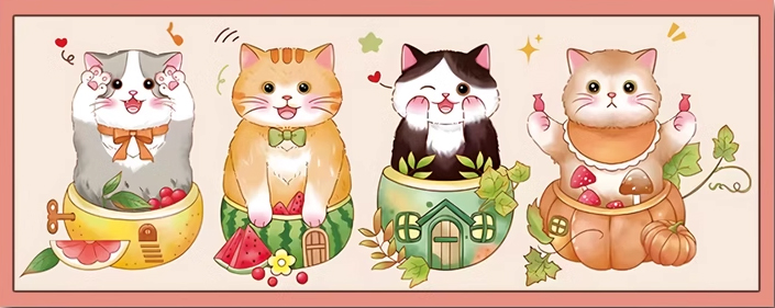 cat-1128 *สินค้าหมด* ชุดปักครอสติช ลายรวมแมวกวักนำโชค (ปักเต็มผืนผ้า ไม่มีเดินเส้น ผ้า11CTพิมพ์ลาย ปัก 3 เส้นเล็ก) ขนาด 98*42 ซม.ผ้าครอสติช 11CTพิมพ์ลายปักบนผ้า ไหมคอตตอน 40 สี ผังลาย เข็ม