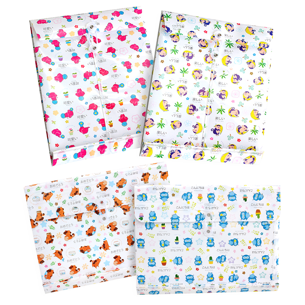 Plastic Envelope with Button and String Tie Closure A4 Cartoon pattern