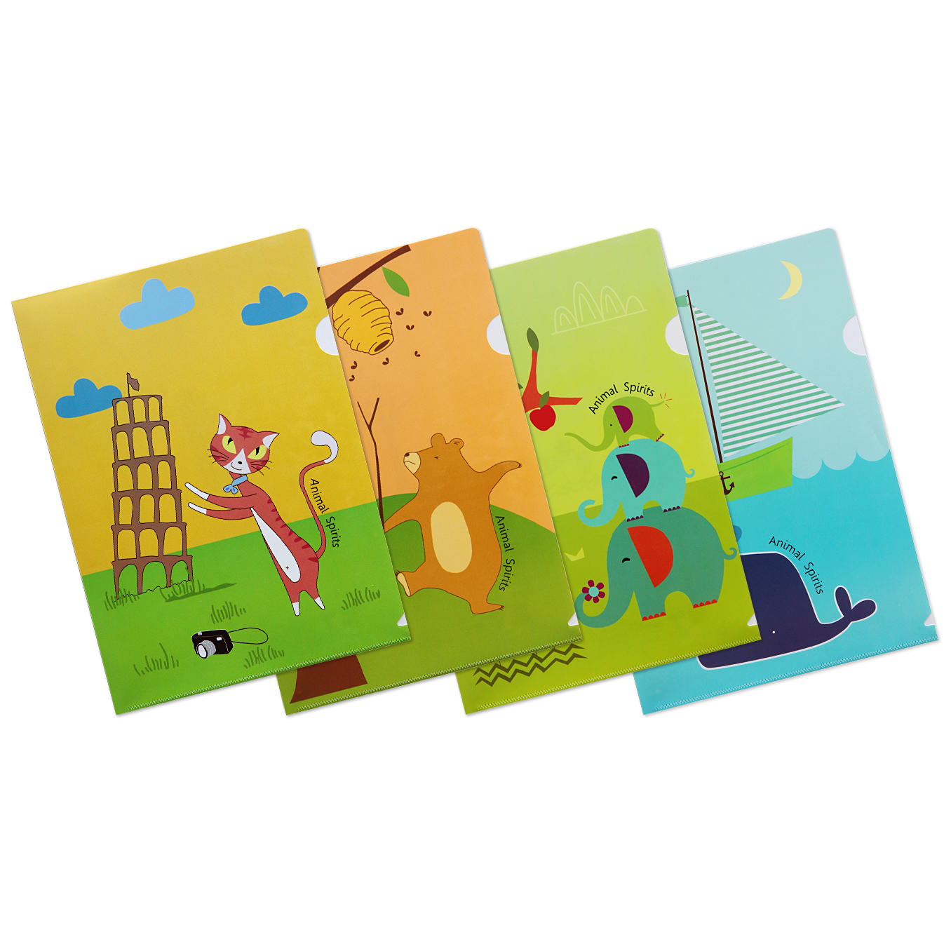L-Type Plastic Folders A4 with Animal Spirit Pattern Printed