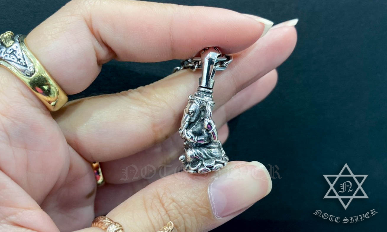 จี้เงินแท้ องค์พิฆเนศ หูหมุนได้ Sterling Silver 925 NSPD2369