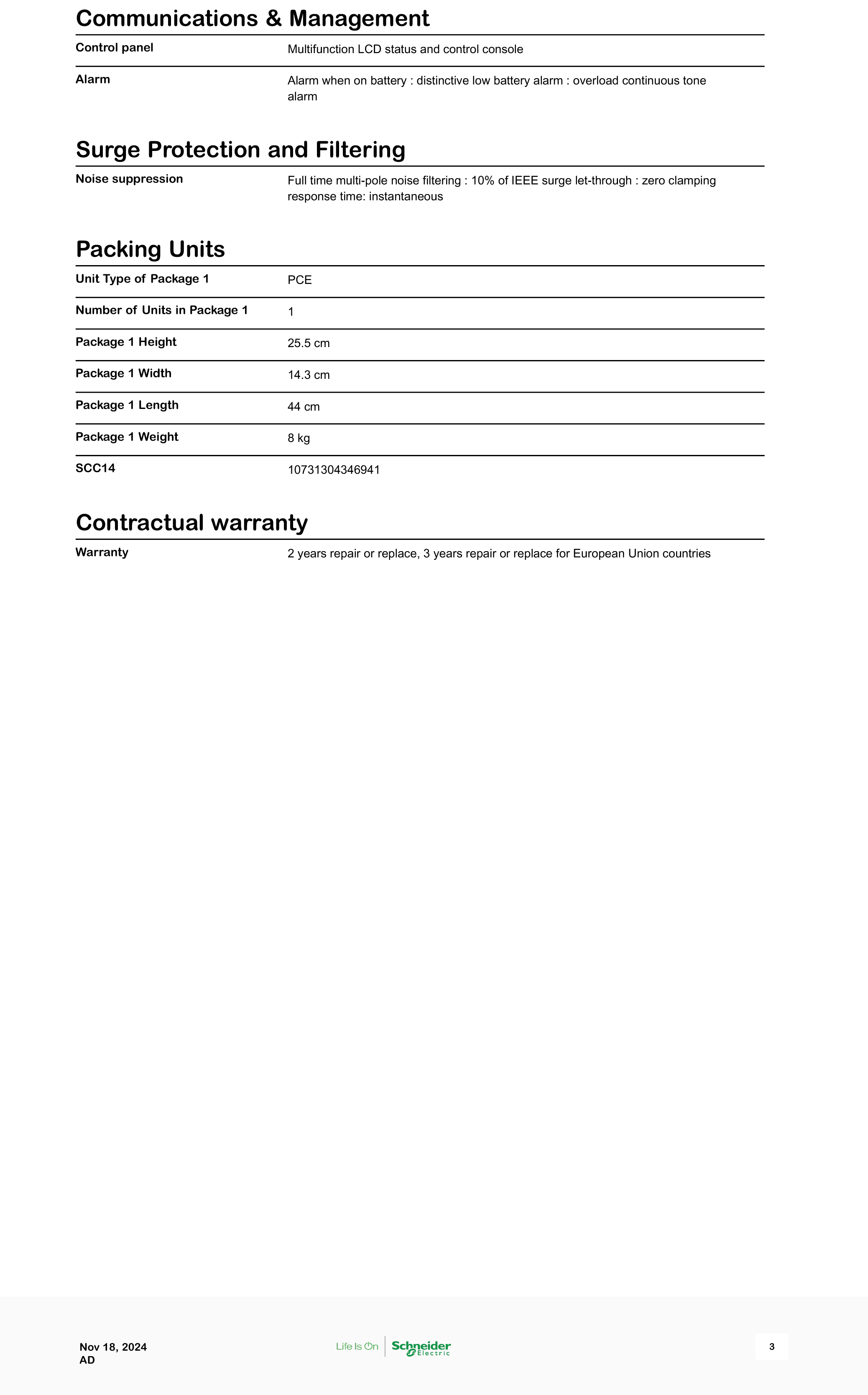 APC BR900MI : 900VA/540W, Back-UPS Pro, Tower, 230V, 6x IEC C13 outlets, AVR, LCD, User Replaceable Battery BY BILLIONAIRE SECURETECH BR900MI