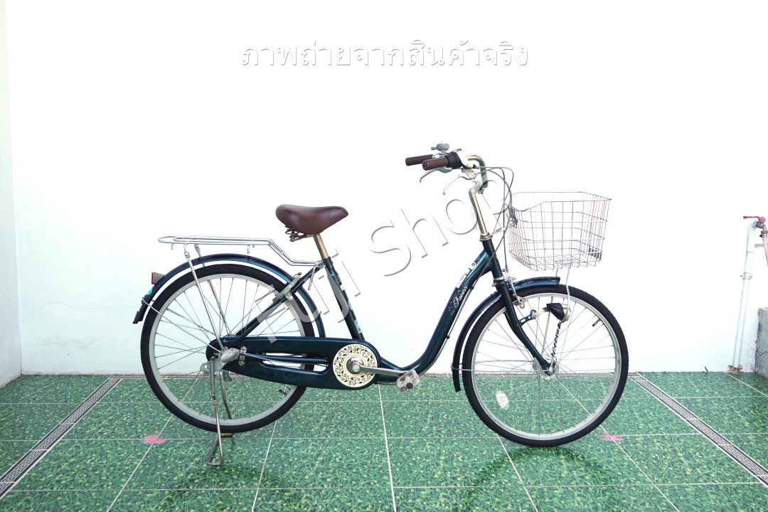 จักรยานแม่บ้านญี่ปุ่น - ล้อ 22 นิ้ว - เกียร์ดุม 3 สปีด - ไฟหน้าอัตโนมัติ - Asahi - สีเขียว [จักรยานมือสอง]