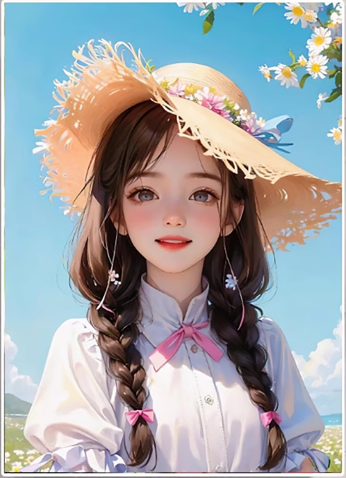 lady-1132 *สินค้าหมด* ชุดปักครอสติช ลายสาวสวยดอกเดซี่ (ปักเต็มผืนผ้า ไม่มีเดินเส้น ปักครั้งละ 3 เส้นเล็ก) ขนาด 42*55 ซม.ผ้าครอสติช 11CTพิมพ์ลายปักบนผ้า ไหมคอตตอน 33 สี ผังลาย เข็ม