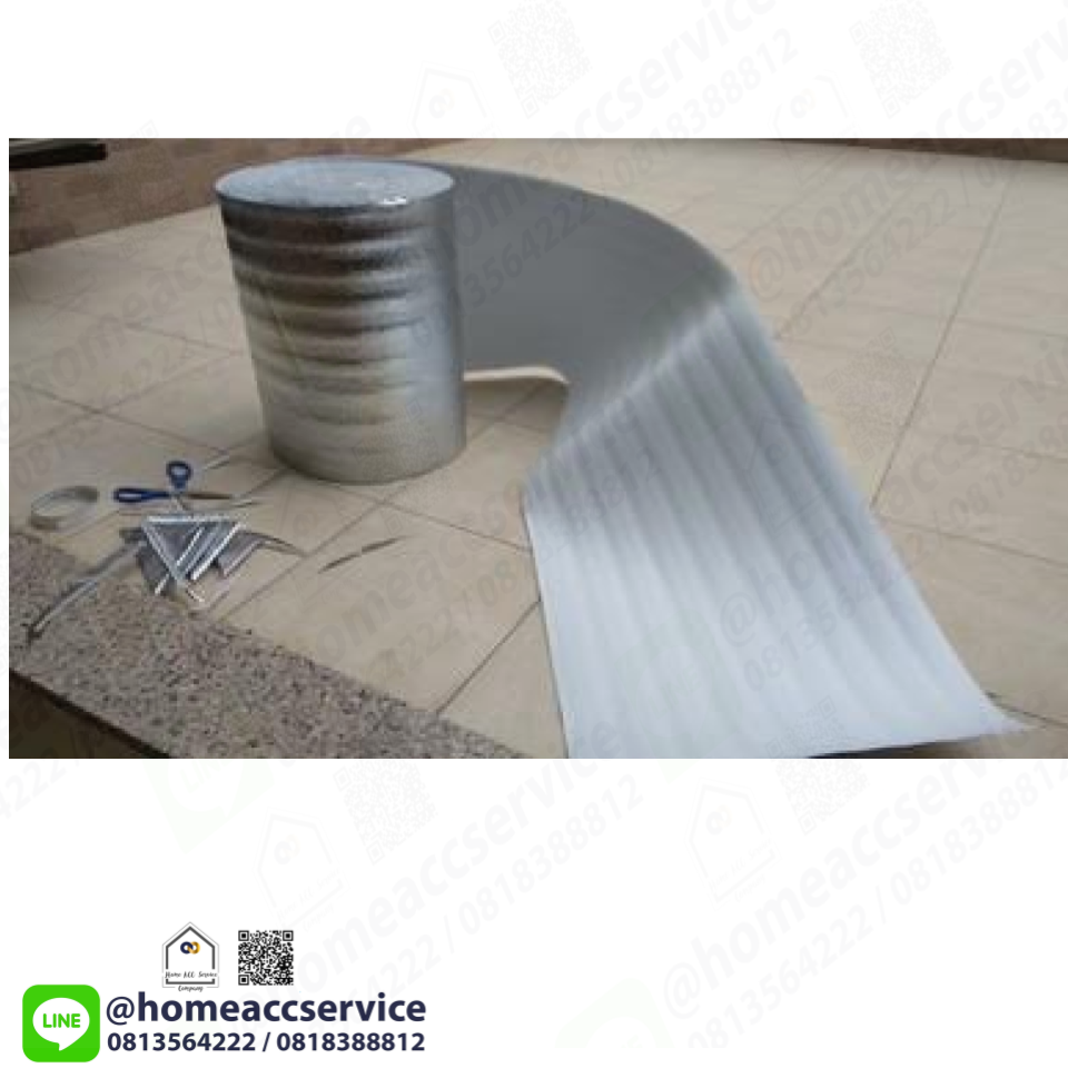 ฟอยล์อลูมิเนียม แบบม้วน ฉนวนกันความร้อน PE หน้า กว้าง80cm.หนา3mm. 10เมตร Aluminum Foil 80cm wide X10 meters (3mm thick)