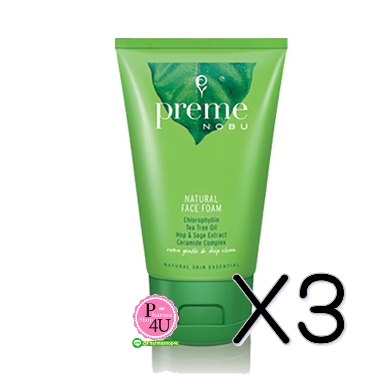(ซื้อ3 ราคาพิเศษ) Preme Nobu Natural Face Foam 50g พรีม โนบุ เนเชอรัล เฟซ โฟม 50กรัม โฟมล้างหน้า