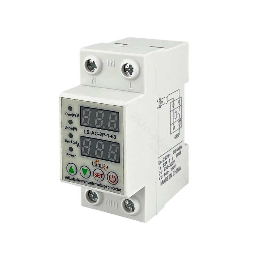 LUMIRA เบรคเกอร์ป้องกันแรงดันไฟฟ้า AC | LB-AC-2P-1-63A | ปรับตั้งค่าได้ AVP 2P 63A