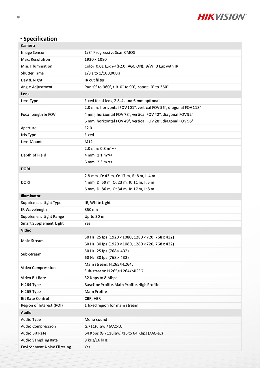 HIKVISION DS-2CV1023G2-LIDWF(B) (2.8 mm.) กล้องวงจรปิดระบบ IP WIFI 2 ล้านพิกเซล Dual Light + มีไมค์และลำโพงในตัว สำหรับใช้กับชุด WIFI KIT NVS ของ HIKVISION เท่านั้น BY BILLIONAIRE SECURETECH DS-2CV1023G2-LIDWF(B) (2.8 mm.)