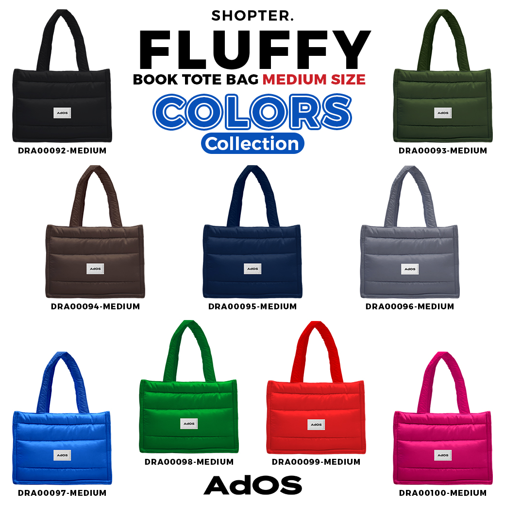 กระเป๋า Fluffy Book Tote Bags Medium Size Colors Collection รุ่น Zipper รหัส DRA00092-DRA00108 #AdOS