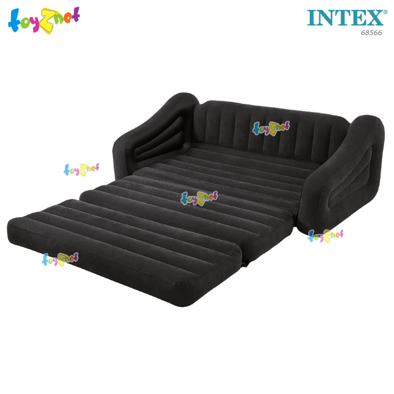 Intex Pull-Out Sofa 1.93x2.31x0.71 m Black no.68566 + 2 Pillows & DQIII-S Air Pump