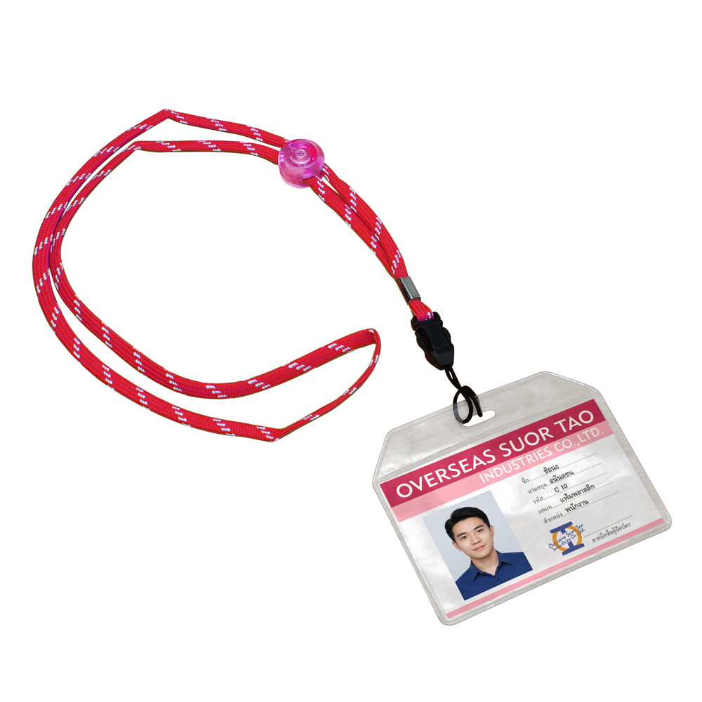 สายคล้องบัตร รุ่นใยสังเคราะห์ สีแดง