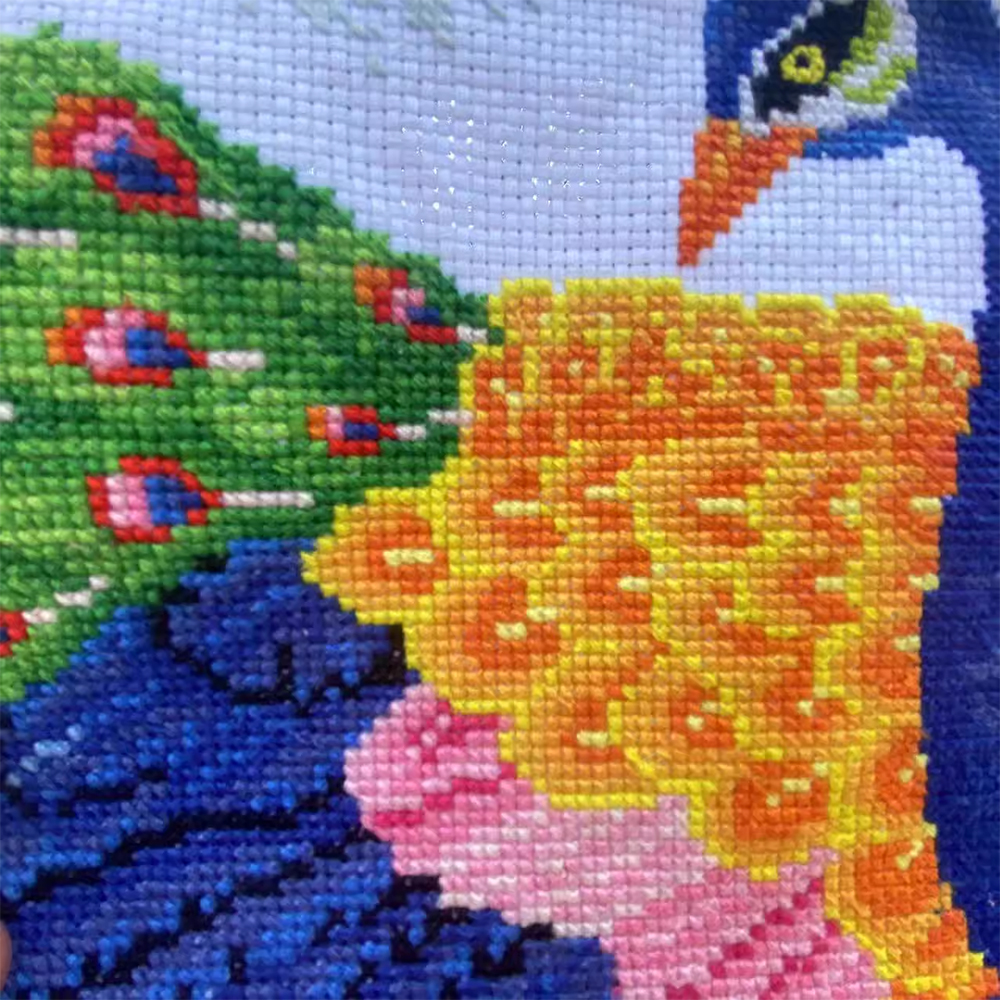 peacock-1013 *พร้อมส่ง* ชุดปักครอสติช ลายนกยูงคู่ริมทะเล (ผ้า11CTพิมพ์ลาย ปัก 3 เส้นเล็ก) ขนาด 107*70 ซม.ผ้าครอสติช 11CTพิมพ์ลายปักบนผ้า ไหมคอตตอน 60 สี ผังลาย เข็ม