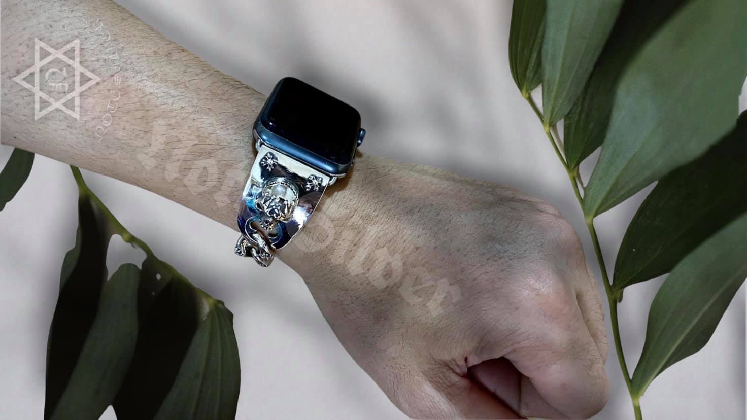 สายนาฬิกาแอปเปิ้ลวอช เงินแท้ ลายหัวกะโหลก Sterling Silver 925 Skulls apple watch bands NSWB1920