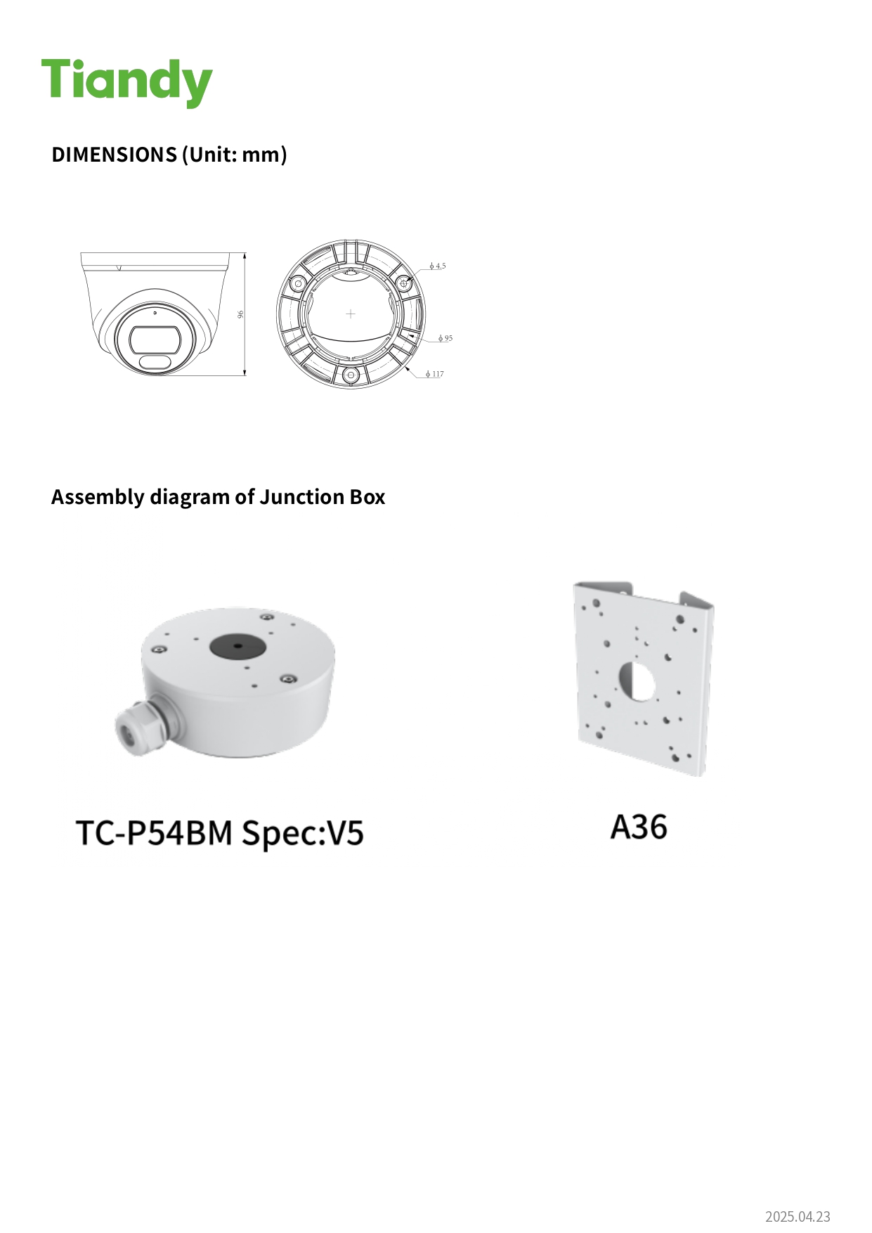 TIANDY TC-C32XV 2FNA-28 (2.8MM.) กล้องวงจรปิด IP Camera 2MP WDR, Smart Alarm, มีไมค์ในตัว BY BILLIONAIRE SECURETECH TIANDY TC-C32XV 2FNA-28 (2.8MM.)