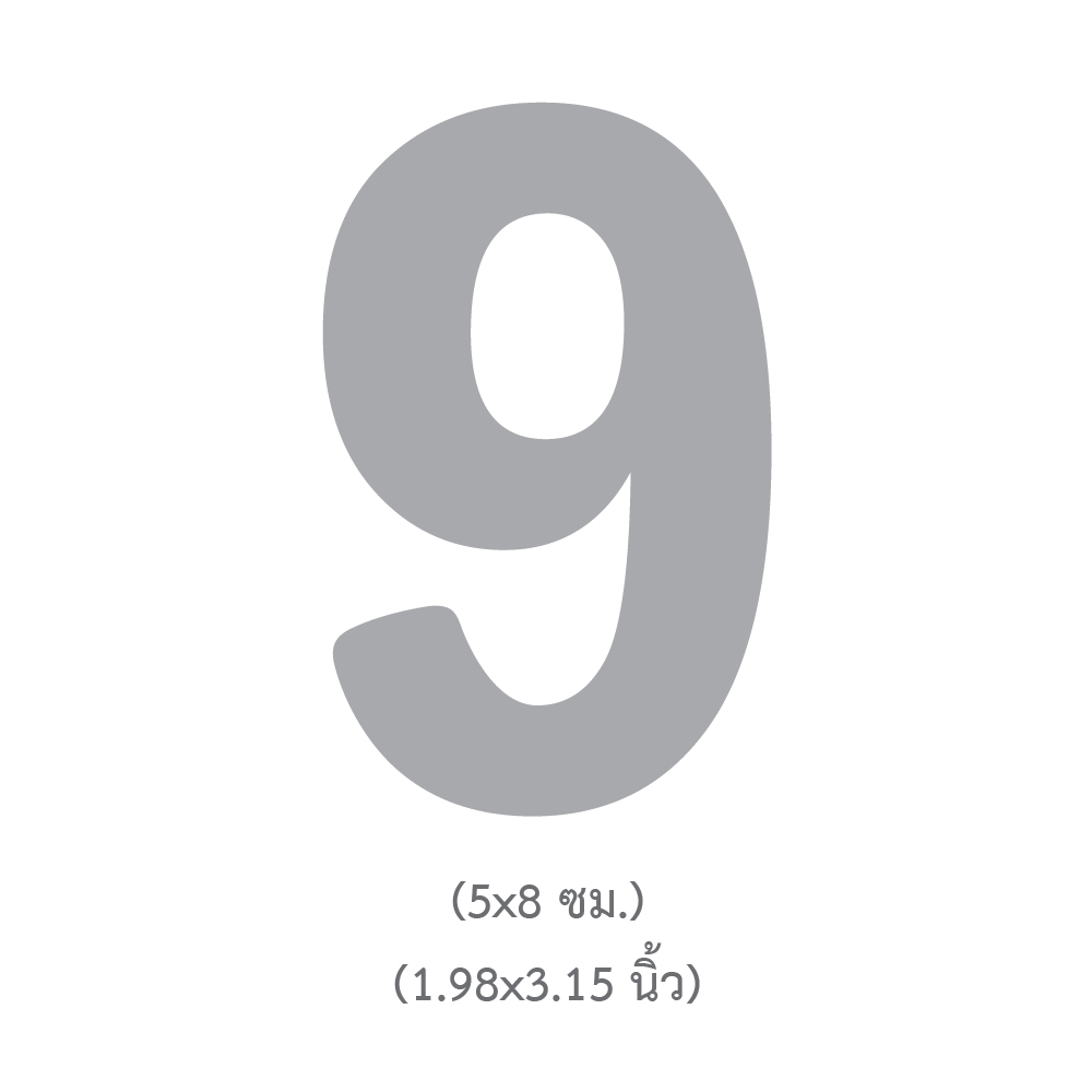 ขนาดแผ่นตัวเลขพลาสติกพร้อมใช้ เลข 9 TL-329