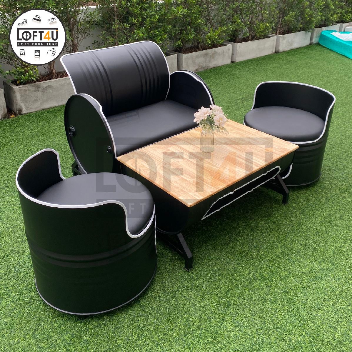 Sofa Table Set : leather cushion / 2-4 seats