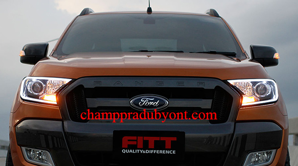 ครอบไฟหน้า FORD RANGER 2015-2017 ดำ FITT มีไฟ