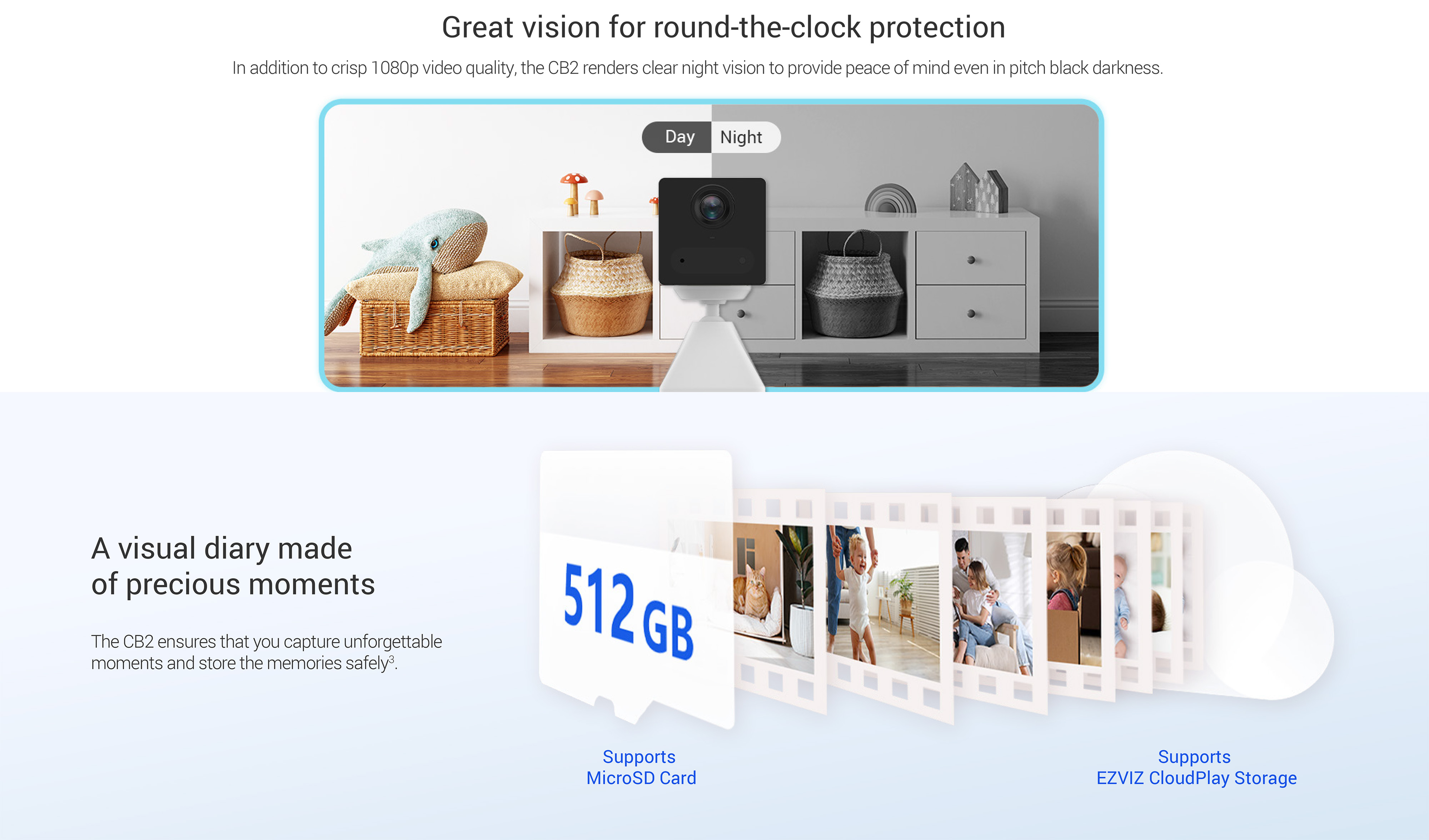 EZVIZ CB2 กล้องวงจรปิดระบบ IP WIFI ความละเอียด 2 ล้านพิกเซล มีแบตเตอรี่ มีไมค์และลำโพงในตัว ขายึดเป็นแม่เหล็ก **ไม่มี PORT LAN** BY BILLIONAIRE SECURETECH EZVIZ CB2