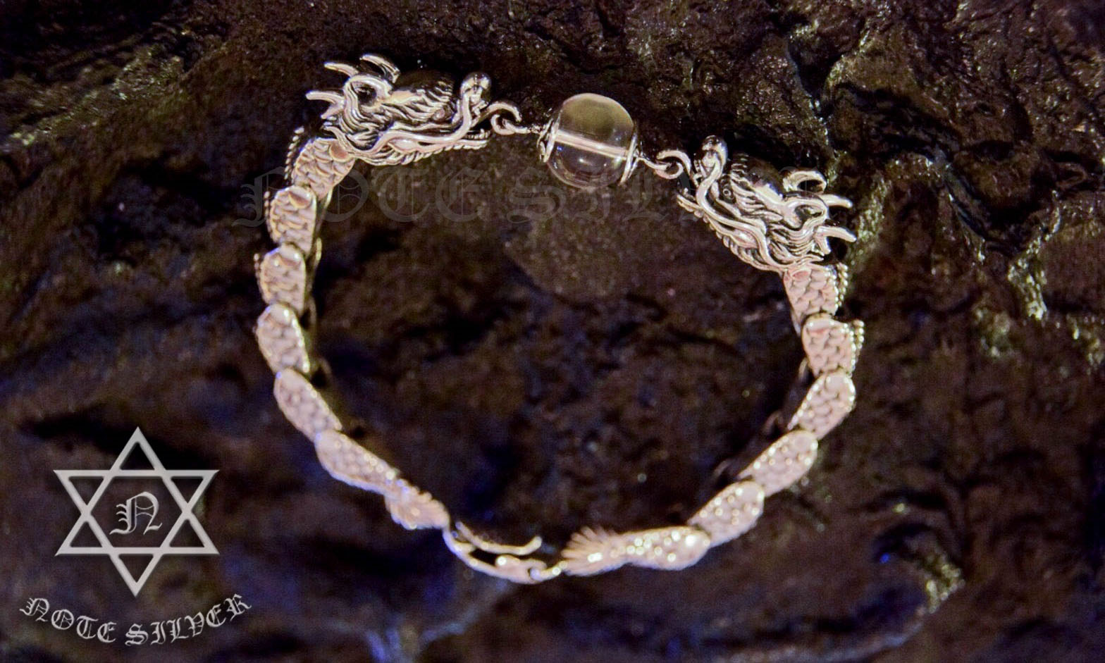 สร้อยข้อมือเงินแท้ มังกรคาบแก้ว Sterling Silver 925 NSBL1357