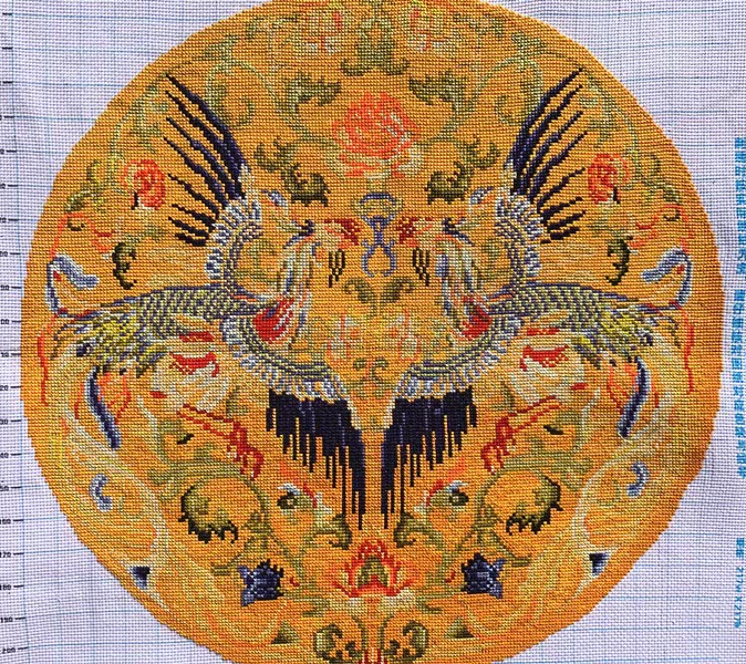 phoenix-1020 *สินค้าหมด* ชุดปักครอสติช ลายคู่หงส์ฟินิกซ์ (ปักเต็มผืนผ้า ไม่มีเดินเส้น ปักครั้งละ 3 เส้นเล็ก) ขนาด 60*60 ซม.ผ้าครอสติช 11CTพิมพ์ลายปักบนผ้า ไหมคอตตอน 22 สี ผังลาย เข็ม