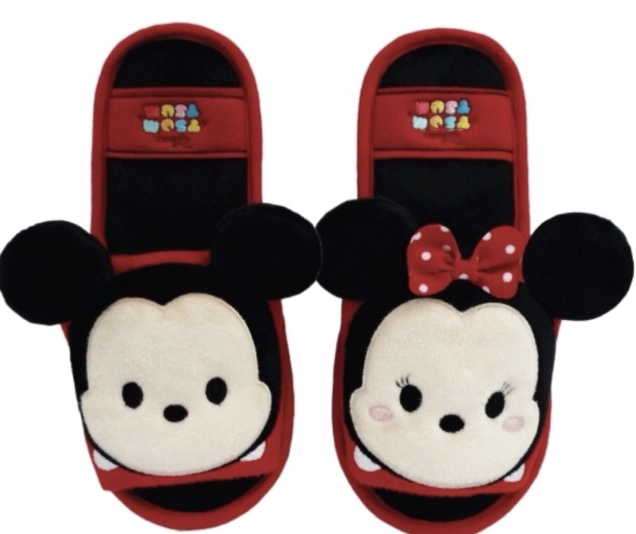 Disney รองเท้าใส่ในบ้าน ดิสนีย์ มิกกี้ เมาส์ มินนี่ เมาส์ ลิขสิทธิ์แท้ Disney Micky Mouse Minnie Mouse Slippers Shoes Red Free Size