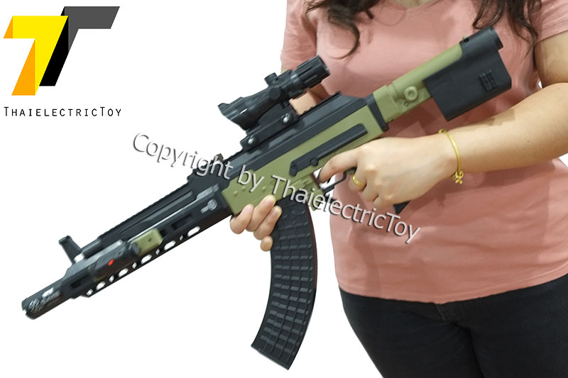 ปืนอัดลมพลาสติก AK117 ชักยิงทีล่ะนัด หนัก 615 กรัม ยาว 70 ซม. มีเลเซอร์ ใช้ลูกกระสุนพลาสติก 6 มิล