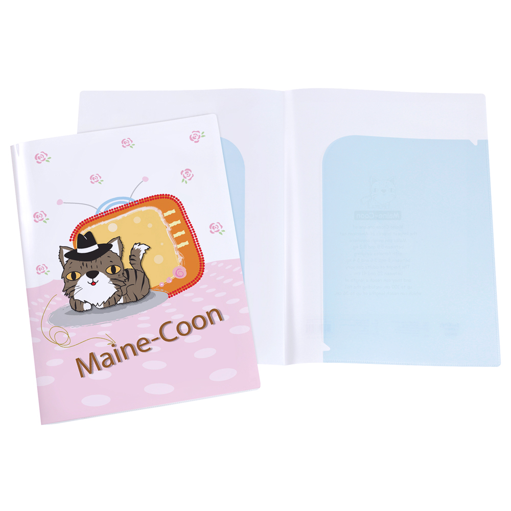 แฟ้มพับ A4 มีช่องใส่เอกสาร พิมพ์ลายเหมียวๆ