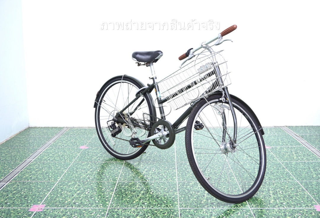 จักรยานแม่บ้านญี่ปุ่น - ล้อ 26 นิ้ว - เกียร์ 6 สปีด - อลูมิเนียม -ไฟหน้าอัตโนมัติ - Bridgestone Green Label - สีเขียว [จักรยานมือสอง]