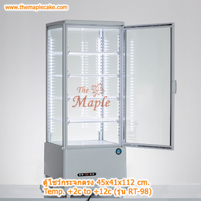 ตู้โชว์เค้กกระจกตรง ตั้งบนเคาน์เตอร์ ขนาดใหญ่ สีขาว RT-98