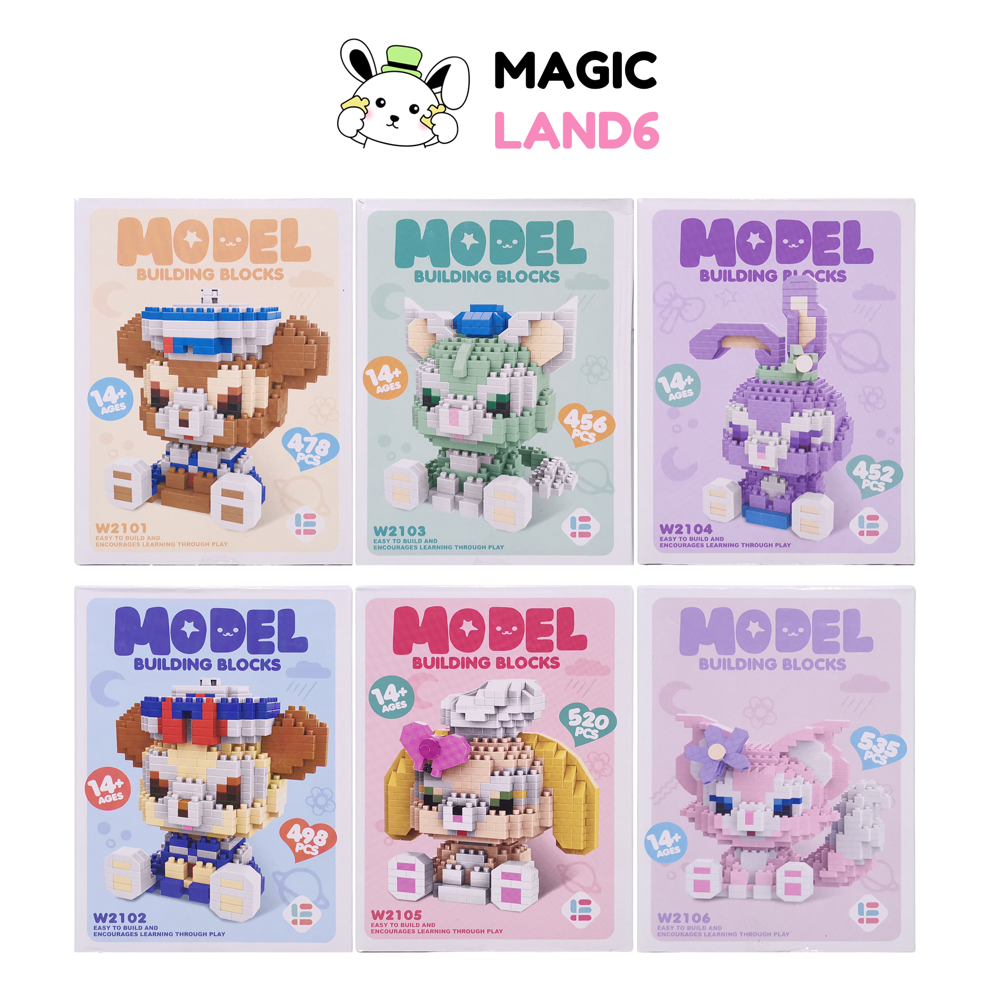Block NanoBlock Characters Model Creative Building Disney Duffy and Friend ShellieMay StellaLou LinaBell Variant ชุดตัวต่อจิ๋ว บล๊อคจิ๋ว ตัวการ์ตูนดิสนีย์ ดัฟฟี่ เชลลี่ สเตล่ ของเล่นเด็ก