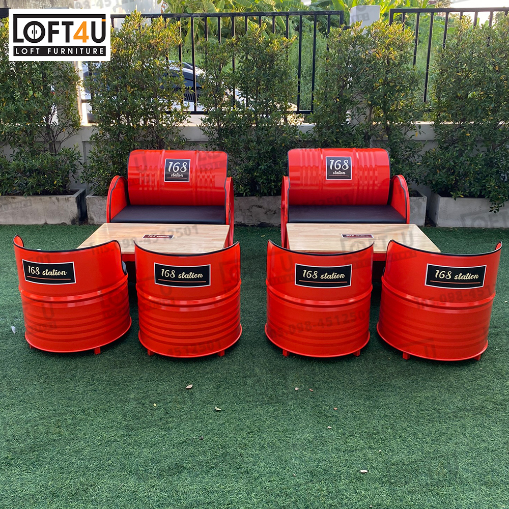 Sofa Table Set : leather cushion / 2-4 seats