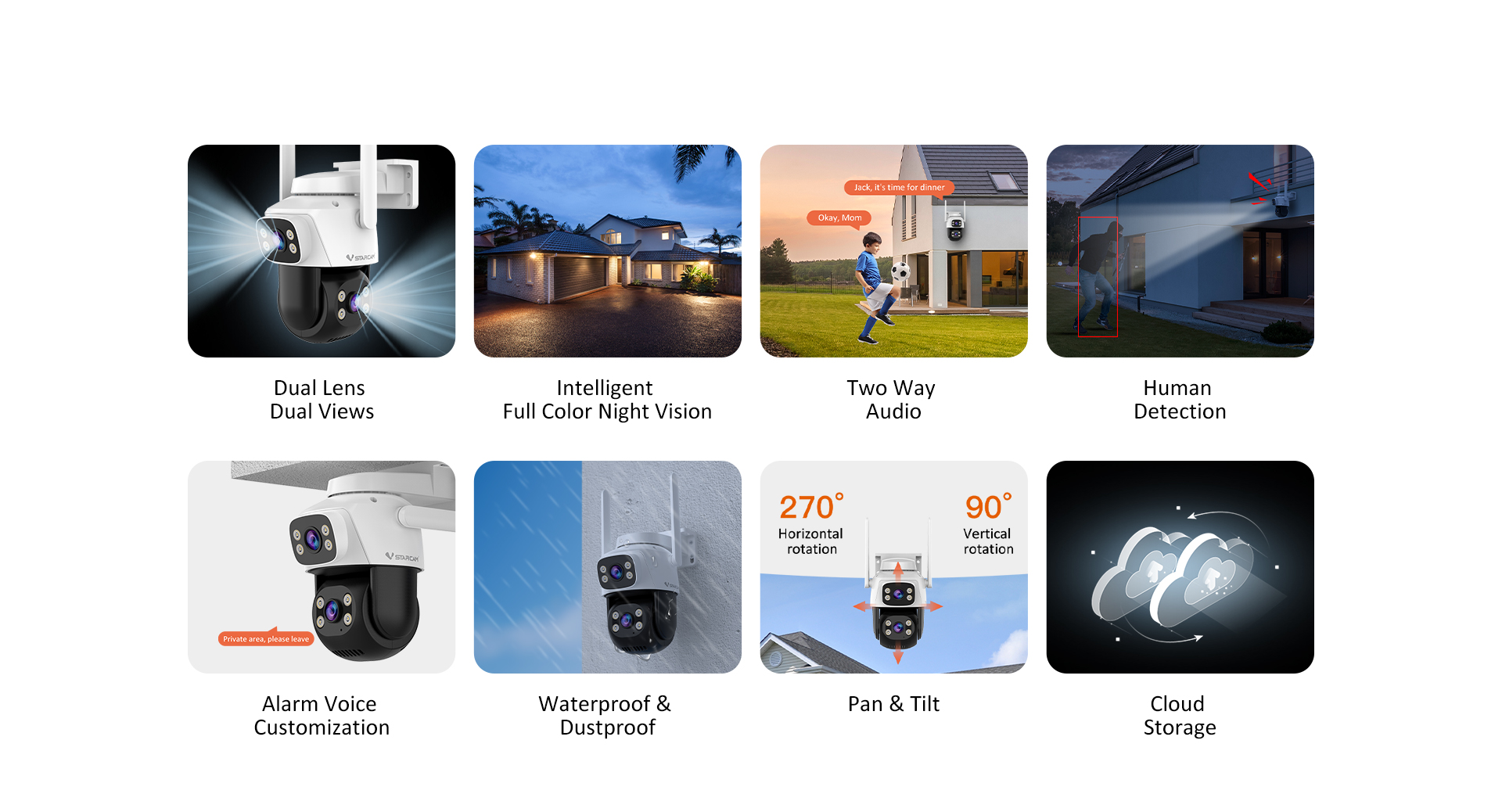 Vstarcam C622DR กล้องวงจรปิดระบบ IP WIFI 1+1 MP กล้องเลนส์คู่ Color Night Vision มีไมค์และลำโพงในตัว ติดตั้งภายนอกได้ BY BILLIONAIRE SECURETECH C622DR