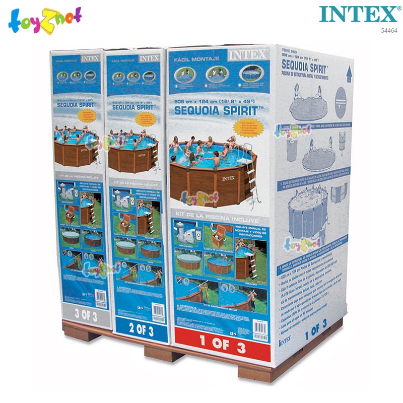 Intex 16ft 8in Wood-Grain Pool Set w/Cartr.-Saltwater System (5.08 x 1.24 m) No.54464