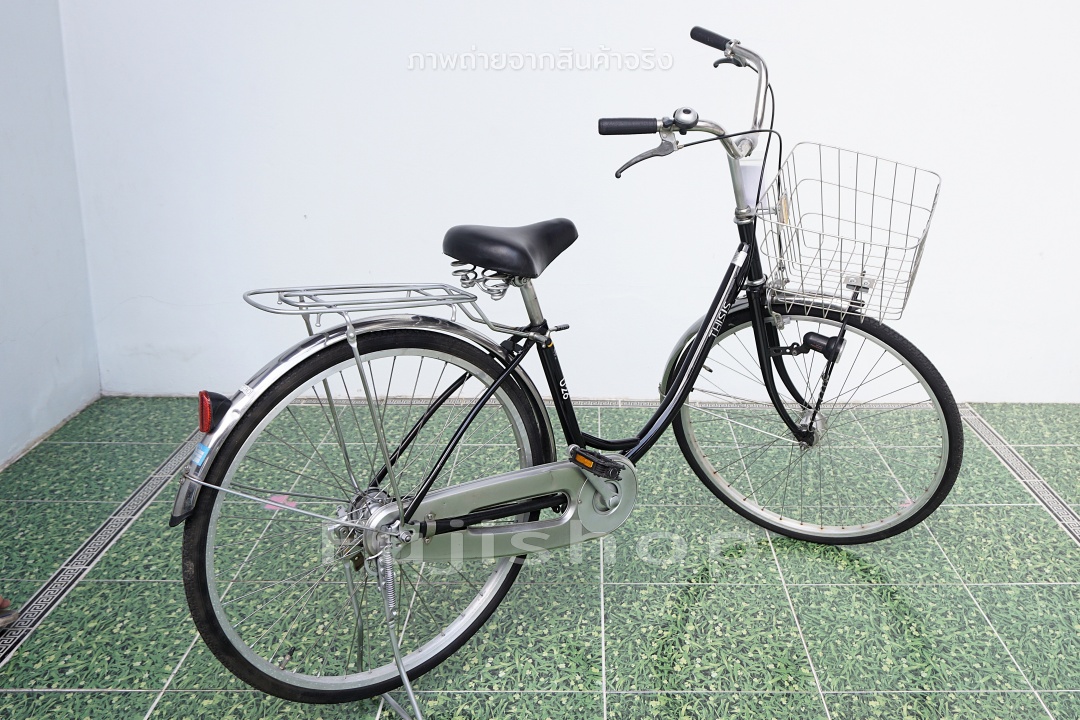 จักรยานแม่บ้านญี่ปุ่น - ล้อ 26 นิ้ว - ไม่มีเกียร์ - ไฟหน้าอัตโนมัติ - สีดำ [จักรยานมือสอง]