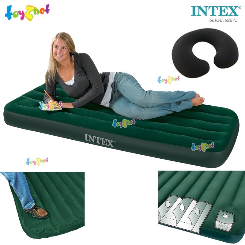 Intex Airbed 2.5ft (Jr. Twin) 0.76x1.91x0.22 m w/Built-in Foot Pump no.66950 Free Intex Travel Pillow