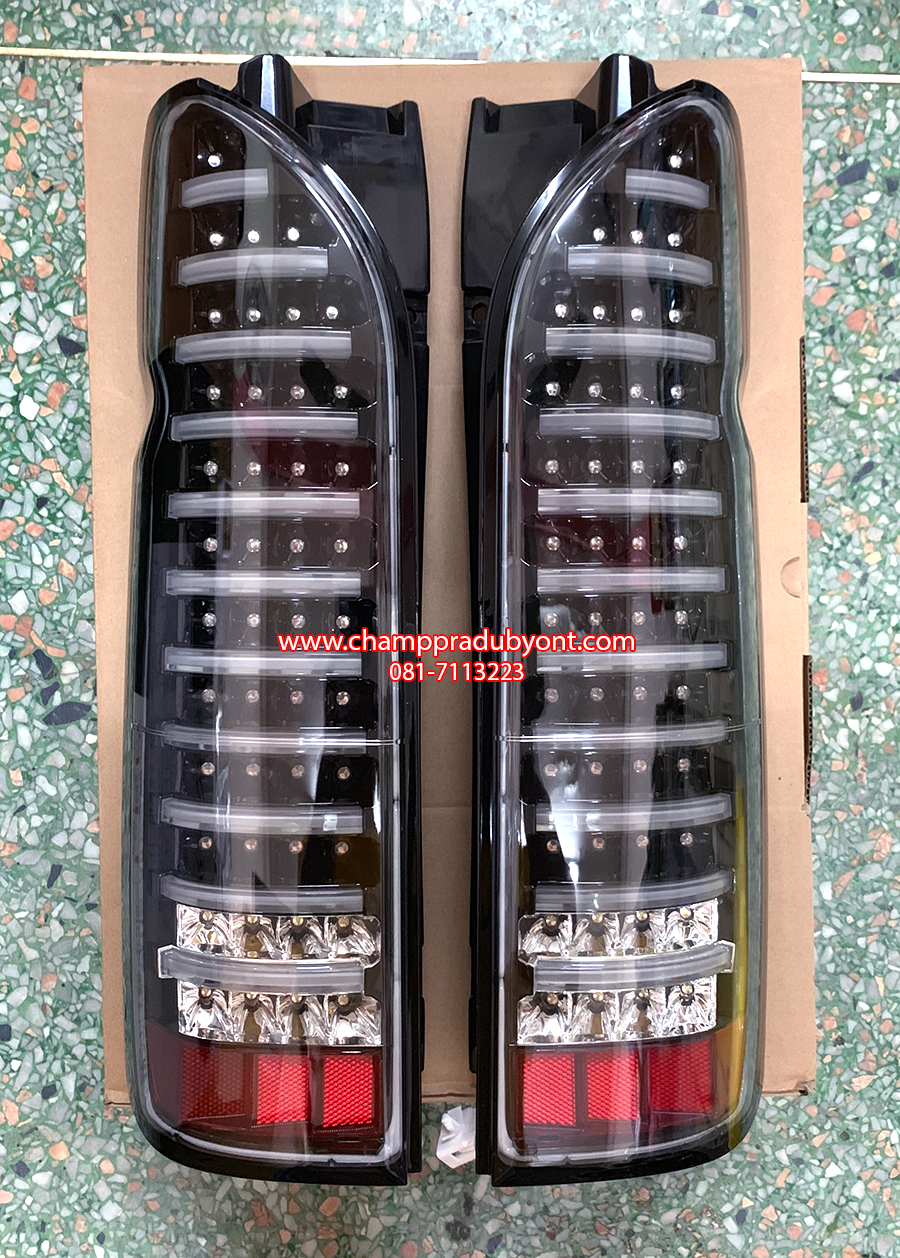 ไฟท้าย TOYOTA COMMUTER 2005-2019 ดำ LED ลาย VALENTI