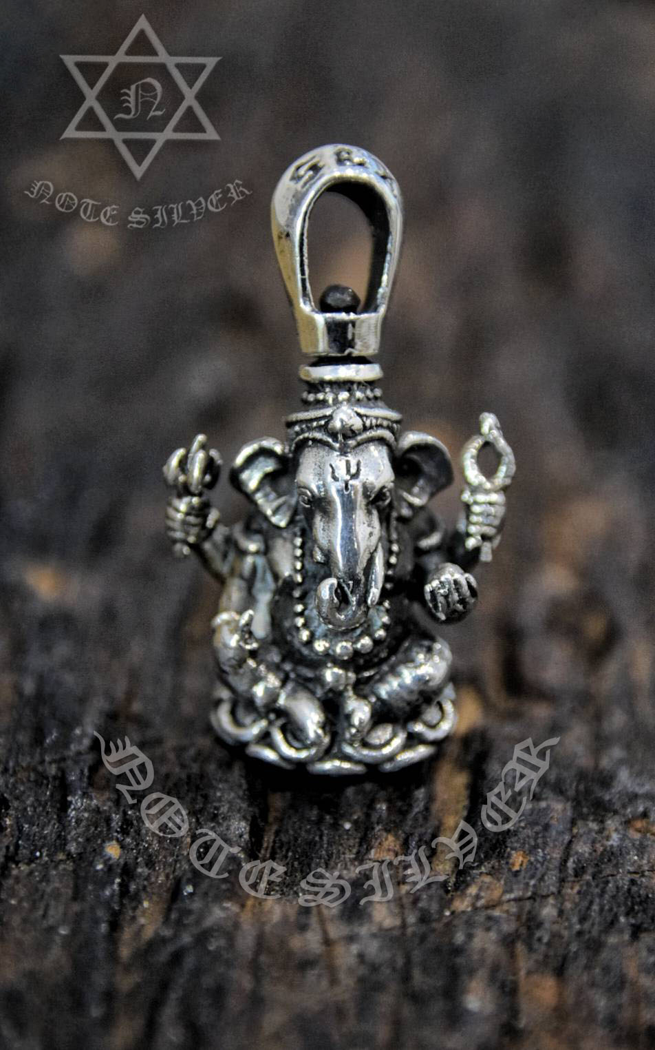 จี้เงินแท้ องค์พิฆเนศ หูหมุนได้ Sterling Silver 925 NSPD2369