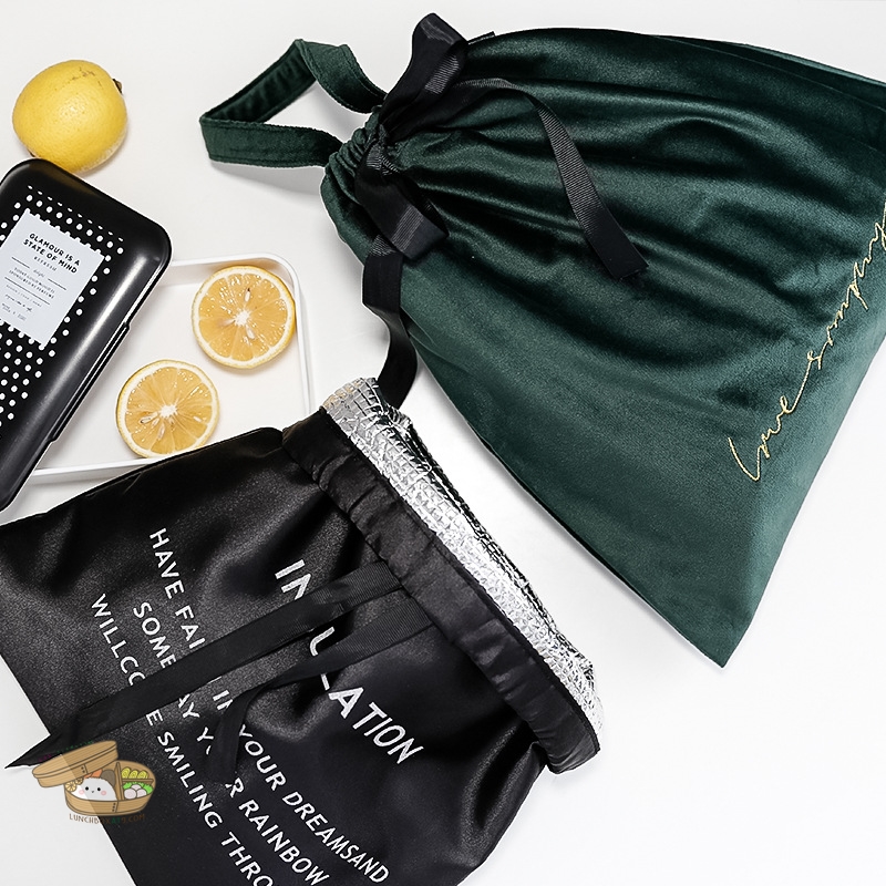 ถุงผ้าใส่กล่องข้าว พร้อมถุงเก็บความร้อน มี 5 สี