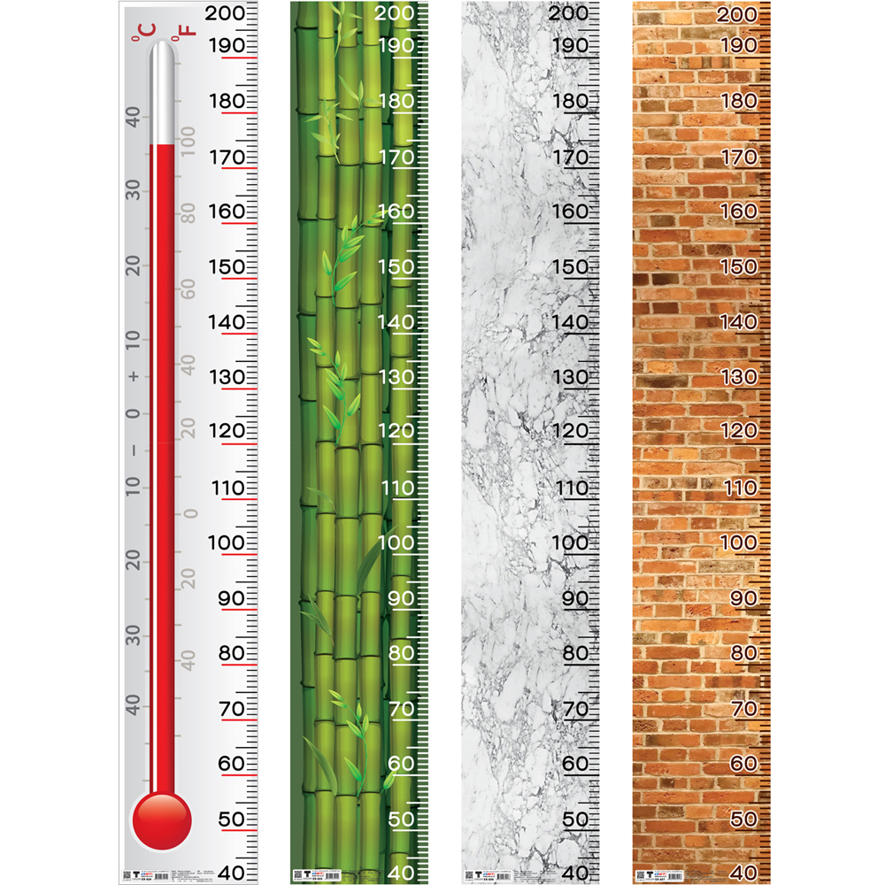Height Measurement Charts 40-200 cm. Textures Pattern