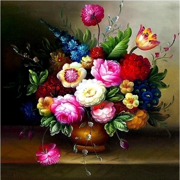 vase-1101 *สินค้าหมด* ชุดปักครอสติช ลายแจกันดอกไม้หลากสี (งานปักเต็มลาย ไม่มีเดินเส้น ) ขนาด 62*64 ซม.ผ้าครอสติช 11CTพิมพ์ลายปักเต็มลายผ้า ไหมคอตตอน 43 สี ผังลาย เข็ม